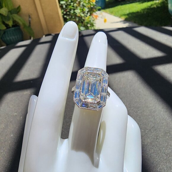 Art Deco 9.82 cts Emerald cut Lab diamond with custom 14k White gold setting 💍 - Picture 6 of 13
